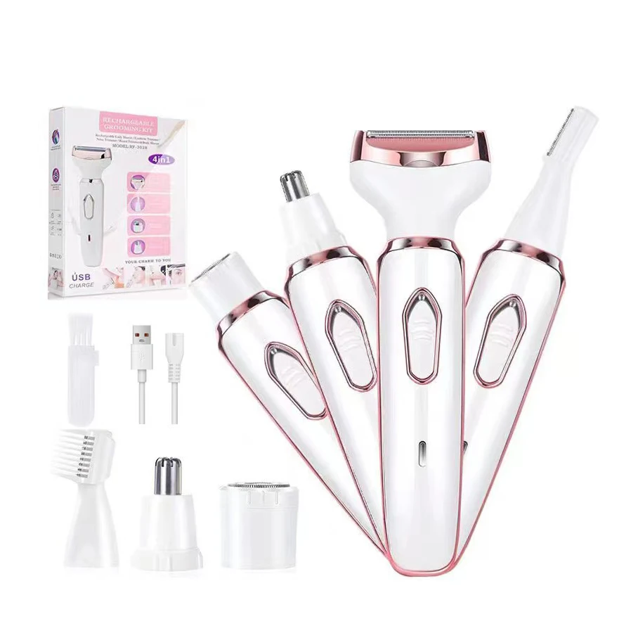 4 In 1 Electric Lady Shaver, Body Hair Removal Epilator, Painless Cordless Trimmer Razor, Gifts For Women