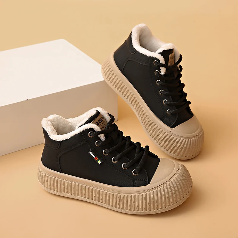 Wholesale Furry Walking Casual Wear-resistant Sneakers comfortable Cotton-padded Shoes Outdoor Thick-soled Snow Boots Women