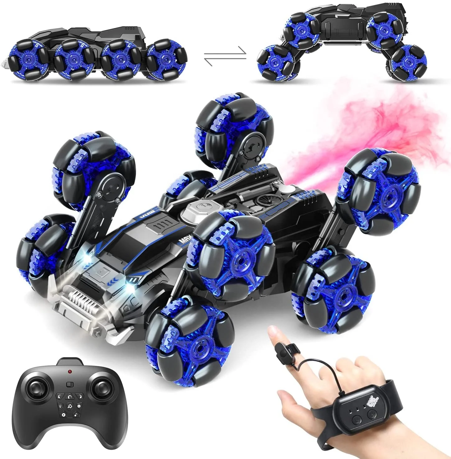 2.4 GHz Stunt Car RC Crawler, 4WD Transform Automatically 10Km/h All Terrains Vehicle Off-Road Gesture Sensor Truck with Lights