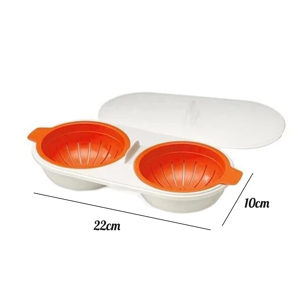 Microwave Egg Poacher 2 Cavity Food Grade Double Cup Egg Boiler Ovens Breakfast Cookware Kitchen Steamed Poached Egg Gadget