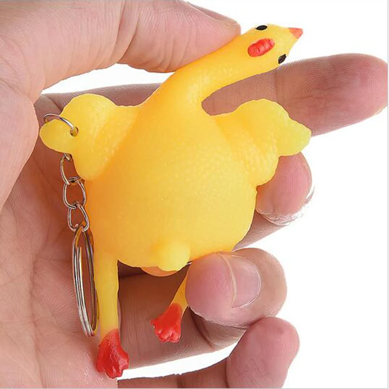 1PCS Funny Gadgets Novelty Antistress Squeeze Chicken Laying Egg Chicken Keychain Toys Surprise Squishy Kids Toys for Halloween