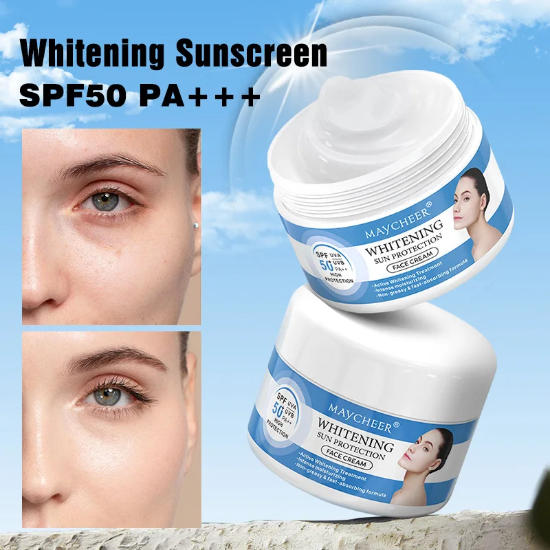 Maycheer Новое поступление высокое количество крем для ухода за кожей лица загара SPF 50 отбеливающий марокканский
