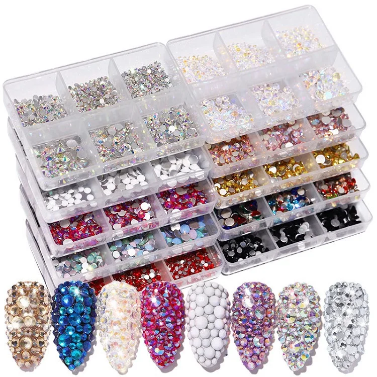 
Newest Flat AB Crystal Mix Size 6 Space Box Set Nail Art Jewerly Accessory Diy Rhinestones 