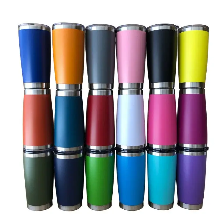 Wholesale 20oz 30oz Powder Coated Stainless Steel Double Wall Insulated Vacuum Coffee Mugs Car Tumblers Cups with Sliding Lid