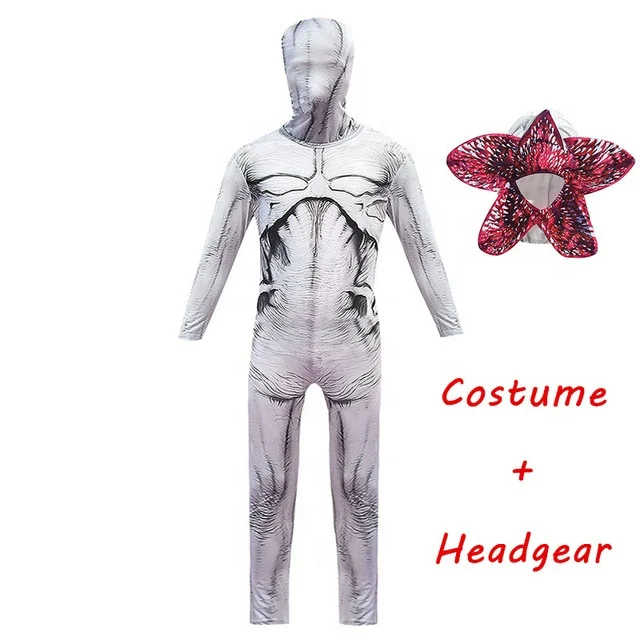 Kids Halloween Stranger Things 3 Fortress Demogorgon Cosplay Costume Scary Carnival  Creepy Zombie Zentai Bodysuit