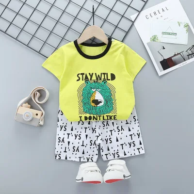 Manufacturers direct 2020 children clothing new short sleeve set pure cotton t-shirts shorts wholesale kids clothes