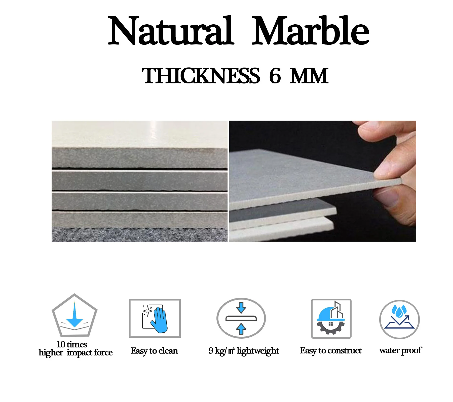 light weight three layers easy to install marble weight per square foot thin marble slab