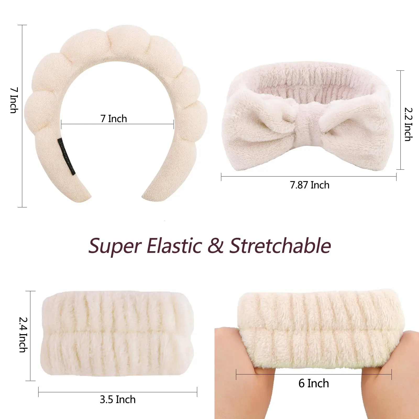 New Wholesale Twisted Bubble Washing Face Hair Band No-slip Sponge Puffy Custom Logo Makeup Spa Headband for Women Fabric
