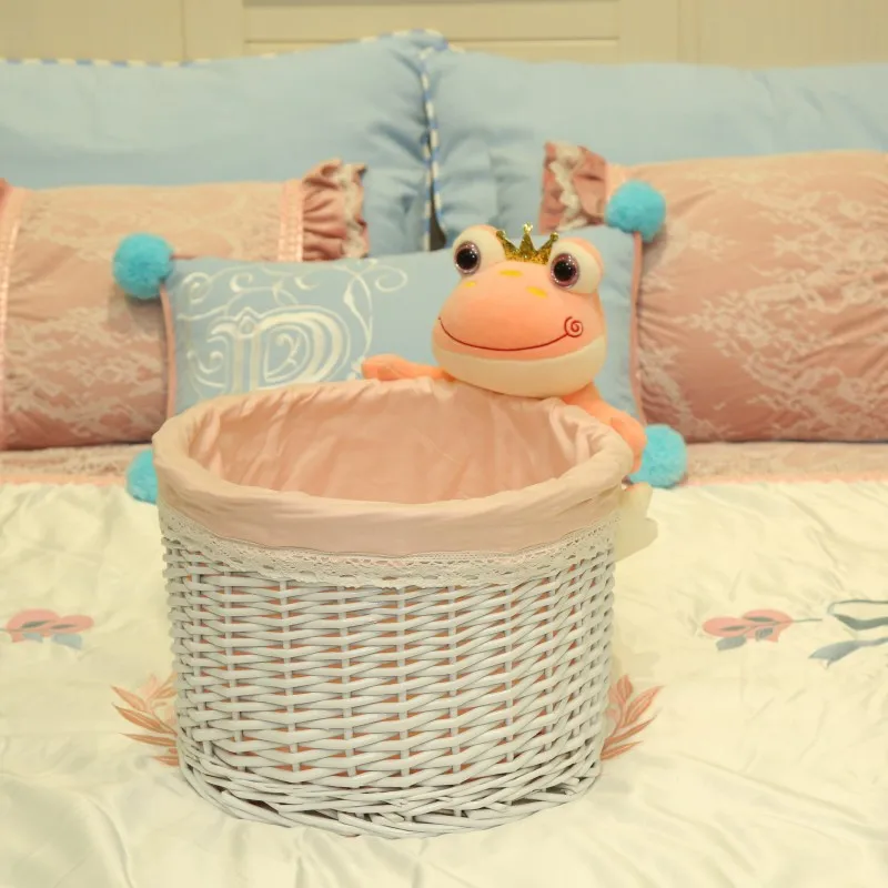 High quality lovely wicker storage basket willow laundry basket  bedside storage basket for children room