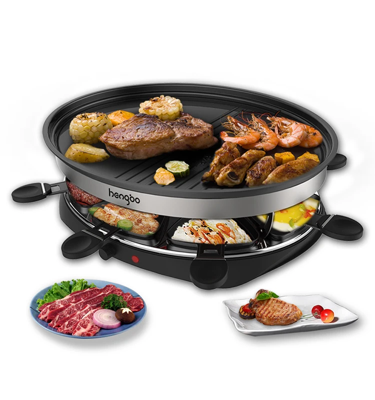 Round Shape Raclette Grill Smokeless Indoor BBQ Korean Style  Electric Grill Non-Stick Griddle