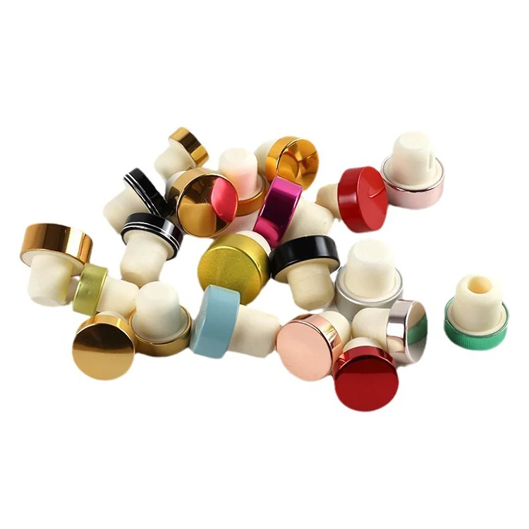 Custom Logo Synthetic Cork Stopper Zinc Alloy T Shape Cork Stopper For Liquor Whisky Wine Bottle Stopper
