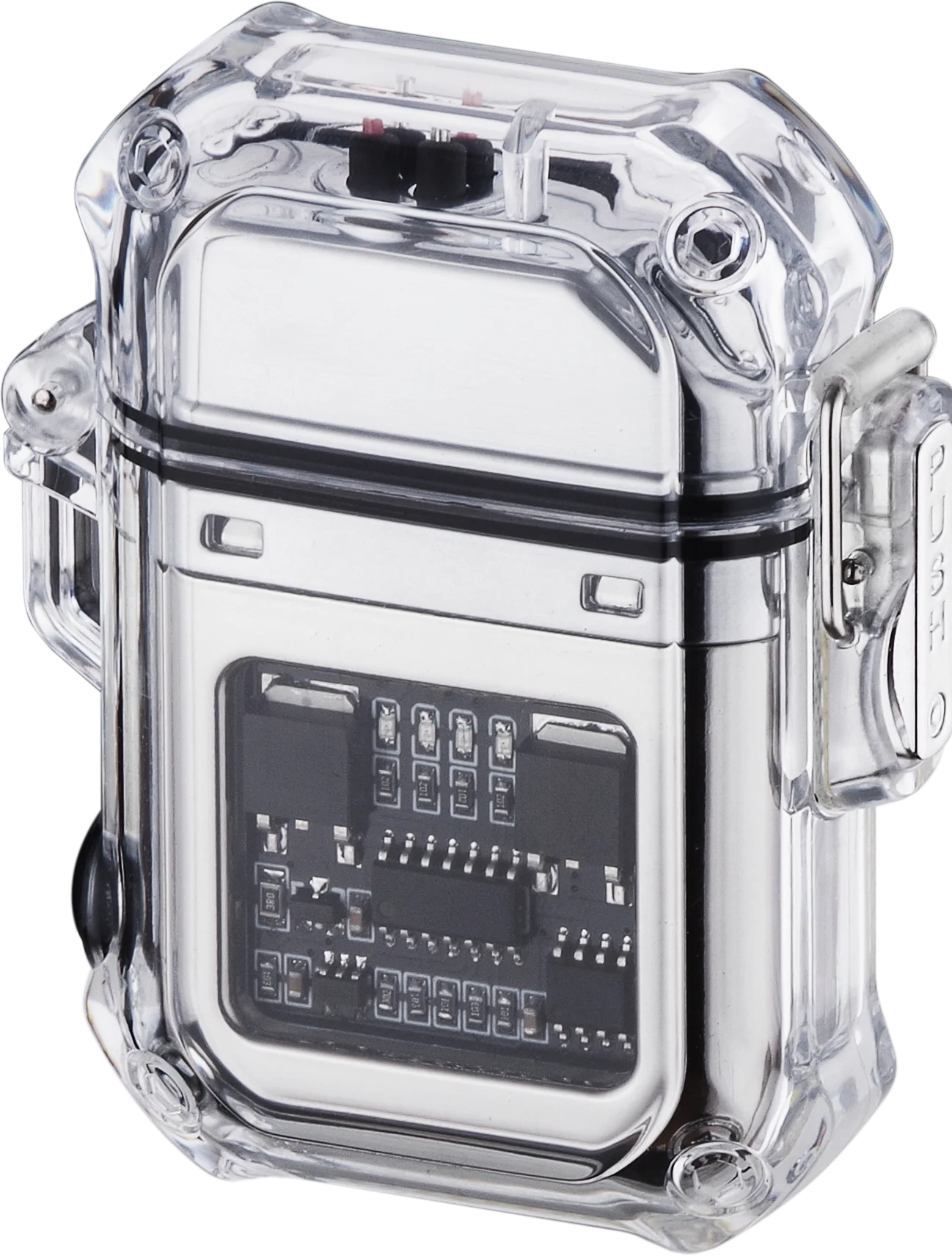 New design Mecha style rotary gyroscope+windproof double arc lighter with LED Battery Indicator