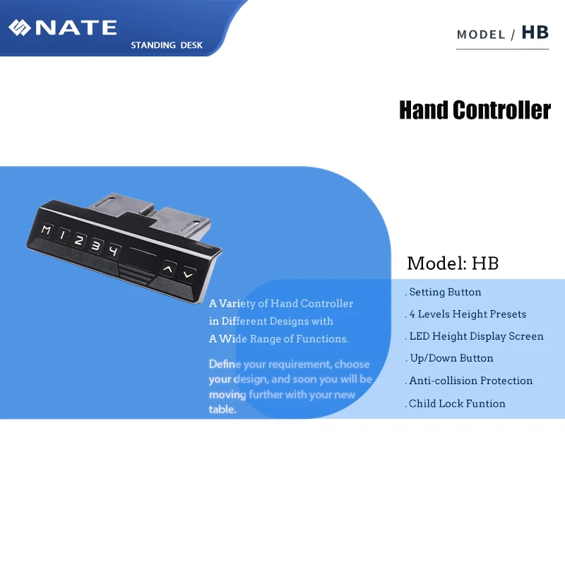 HB Hand Control Of Electric Height Adjustable Standing Desk Frame Controller For Home Office Furniture Metal Table