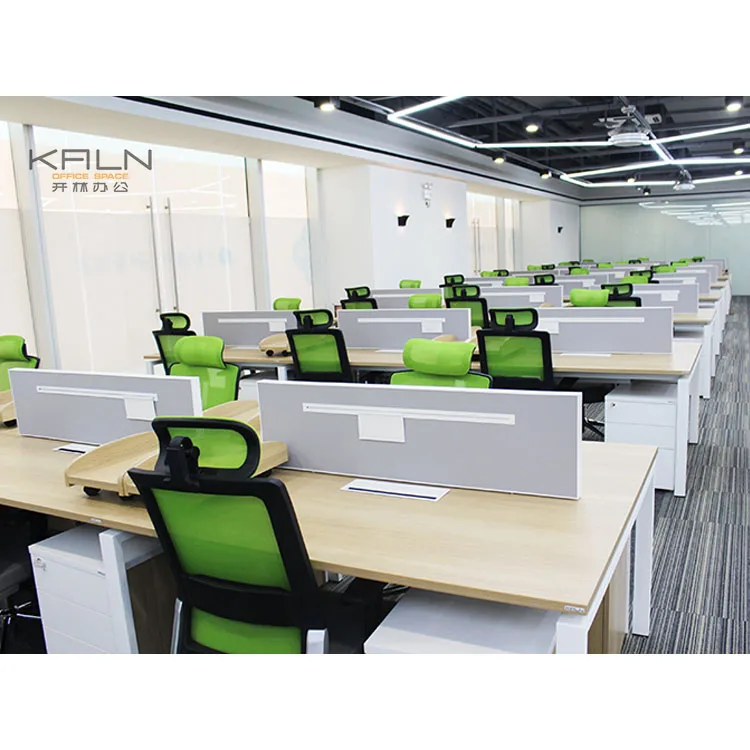 Изготовление на заказ современные алюминиевые перегородки профиль рабочей станции Настольный ПК 6 Трехместный офисный стол разделители