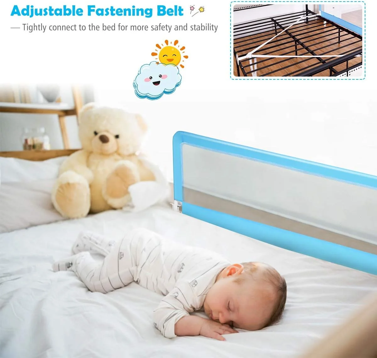 Wholesale Baby Bed Rail Guard Safety Baby Bed Barrier Adjustable Friendly Crib Guards Fence