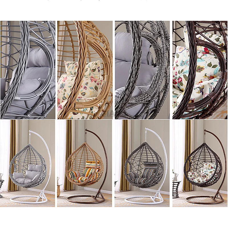 Jhula Stand Jhoola Iron Frame Hanging Egg Iratan Rattan Shaped Leisure Garden Swing Chair