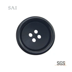 Basic Plastic Black 4-Hole shirts Coat Button