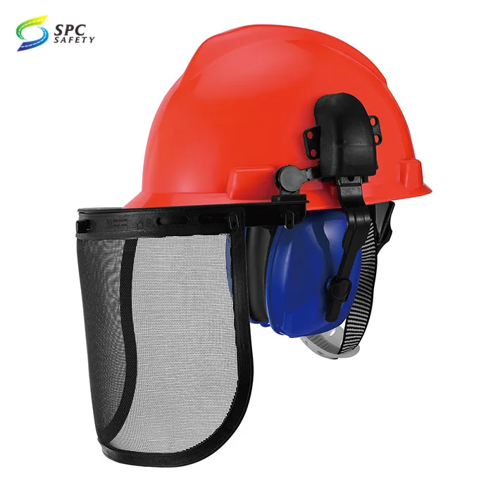 Arborist safety gear protective equipment mesh visor hard hat kit forestry Chainsaw safety helmet with face shield and ear muff
