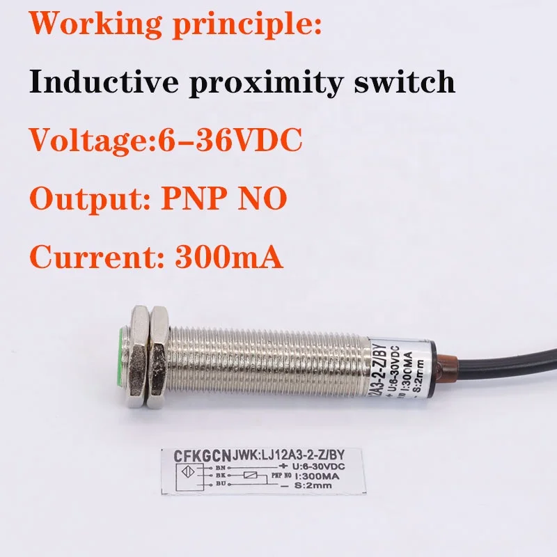 CFKGCN High Frequency sensor JWK:LJ12A3-2-Z/BY 3-wire PNP closed detection distance 2mm 6-36V 300mA inductive proximity switch