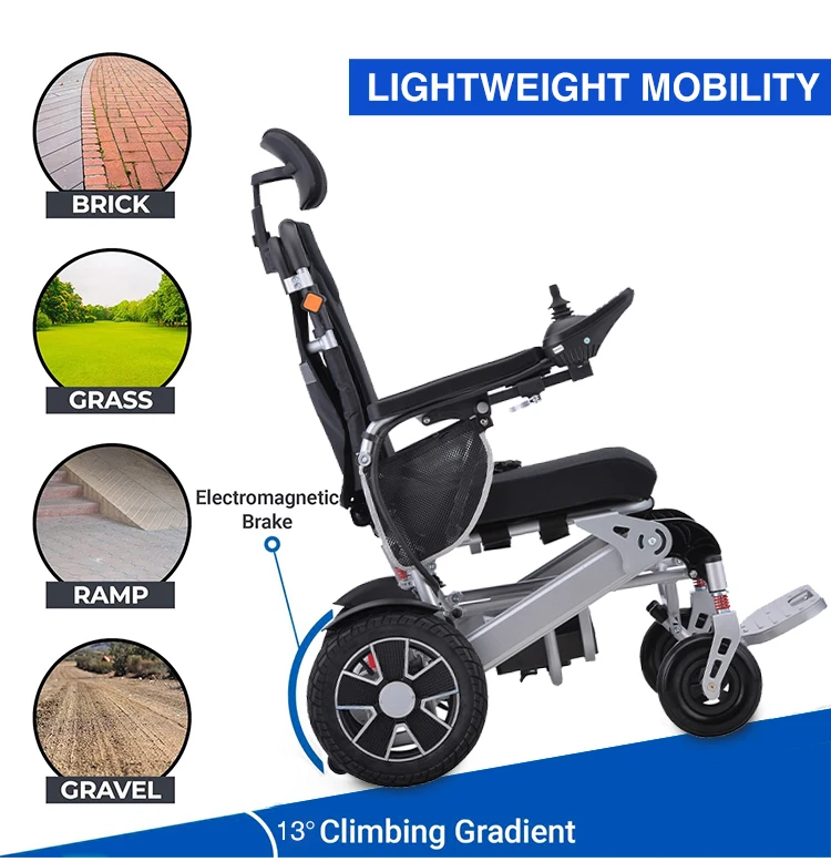 Best-selling aluminum alloy disabled elderly high back can be supine portable folding wheelchair electric wheels