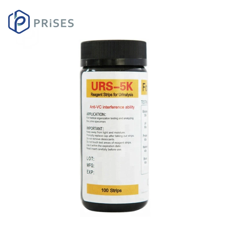 Bld/Ket/Glu/PRO/pH Urine Test Strips 100 Pieces/barrel - 5 Parameters Reagent Strip for Urinalysis