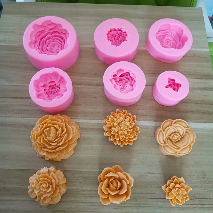 Resin Mold Soap Candle for Craft Fondant Cake Reposteria Moldes Keychain Flower Making Wholesale Silicone Molds