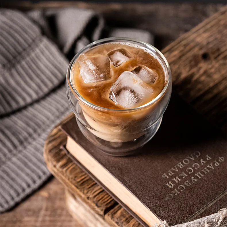 8oz Insulated Drinking Glasses Double wall layers style high borosilicate glass Espresso cup