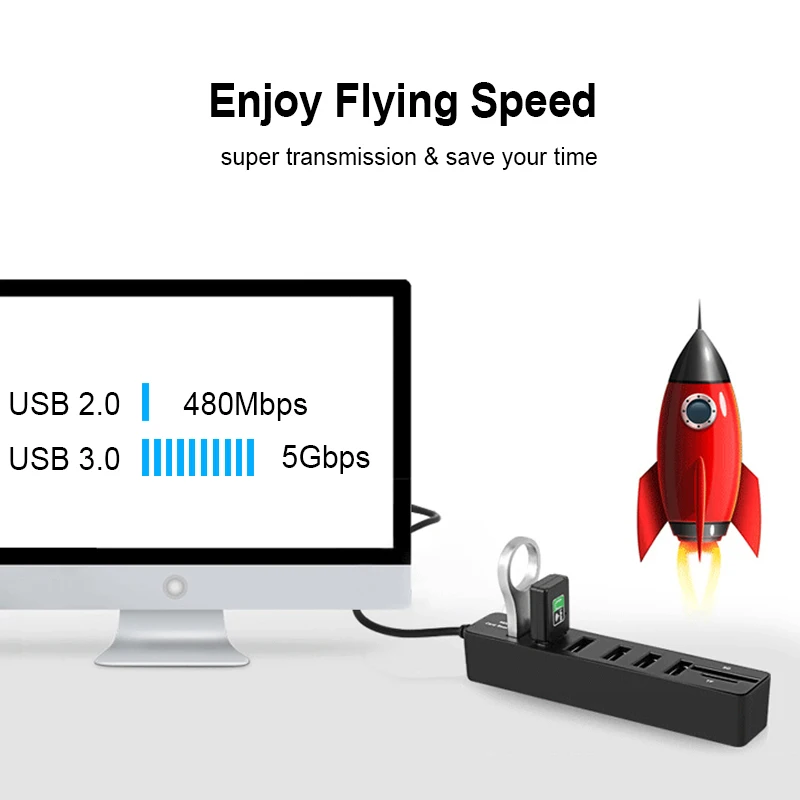 Usb-хаб 3 6 портов расширитель адаптер USB 0 концентратор многопортовый USB-адаптер 2 Hab несколько кард-ридер для