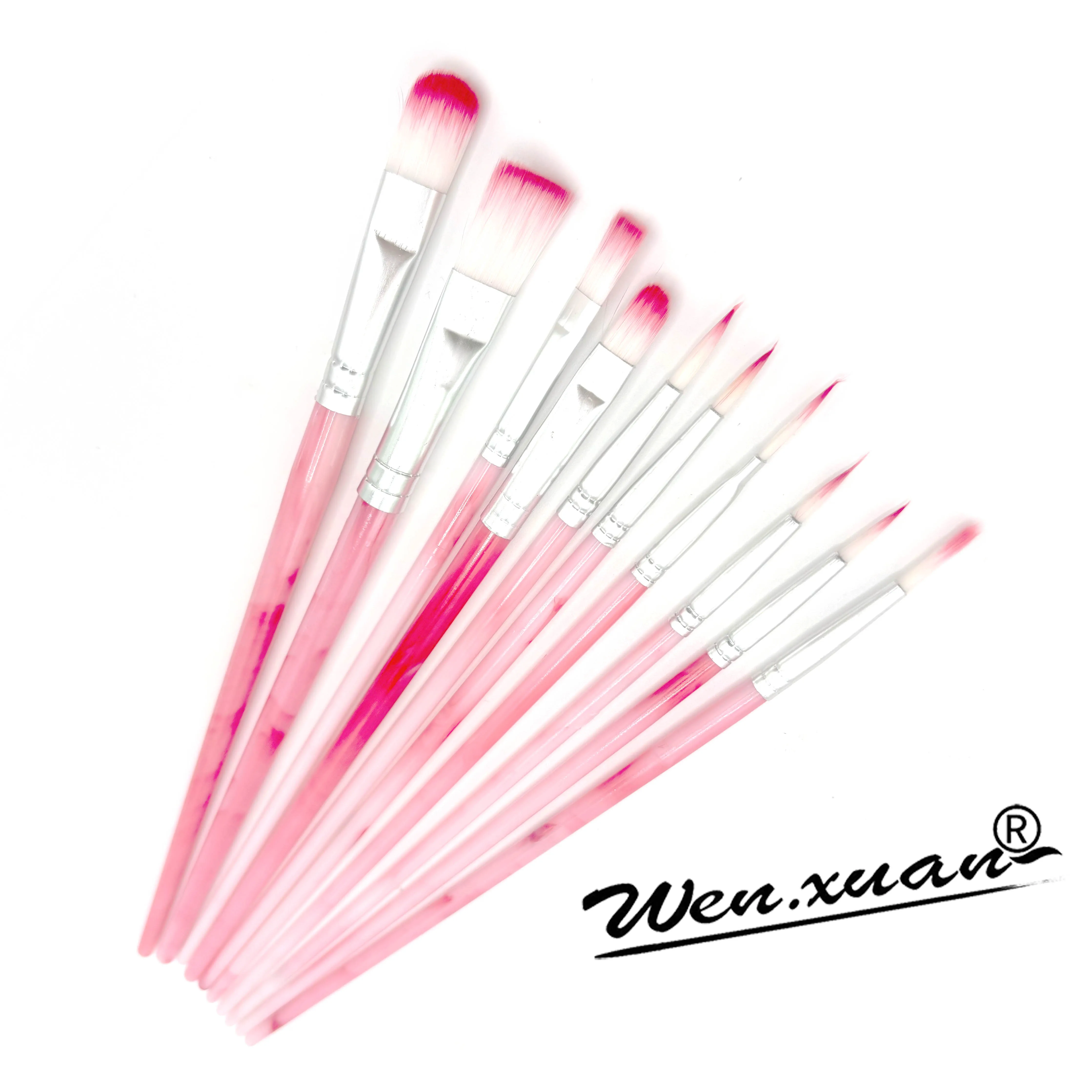 10Pcs  Nylon Hair Paint Brushes Set Wholesale China Wholesale Brush For Art Painting Low Price Painting Brush For Acrylic Paint