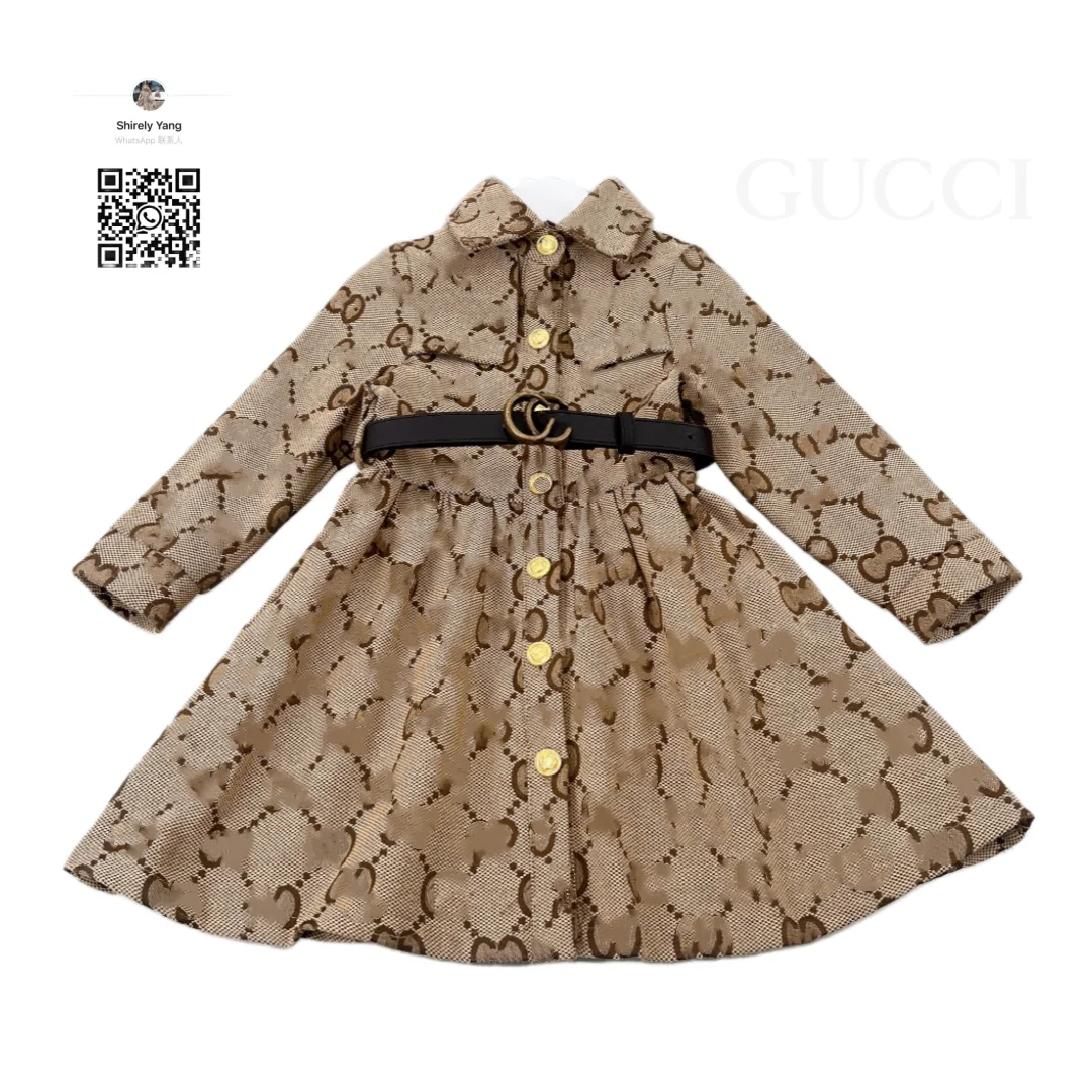 RUNTEN 2024 Designer Clothes Famous Brands Long-sleeved dress Elegant girls Print Casual dress Luxury Clothes Forgirls Top