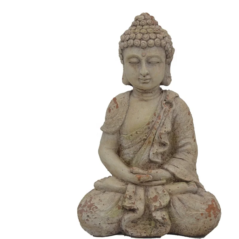 fiberglass sitting Buddha statue outdoor garden lawn decorated with meditation Buddha figurines