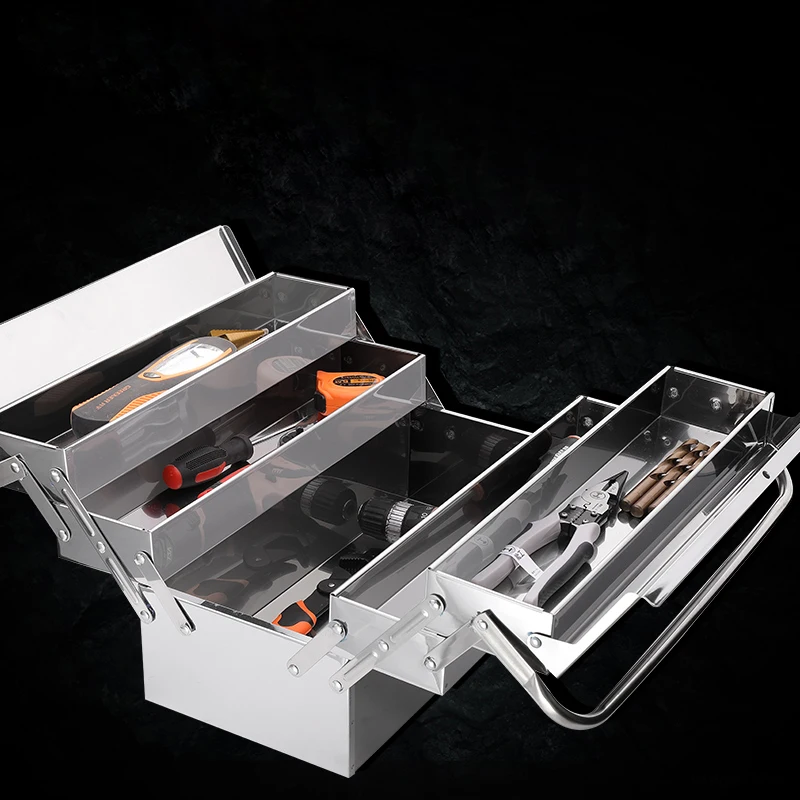 Professional Multi-Purpose Stainless Steel Tool Box Metal Toolbox with Portable Carrying Handles