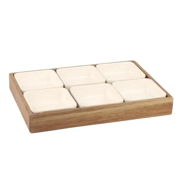 
Wood Tray Withe Melamine Bowl 