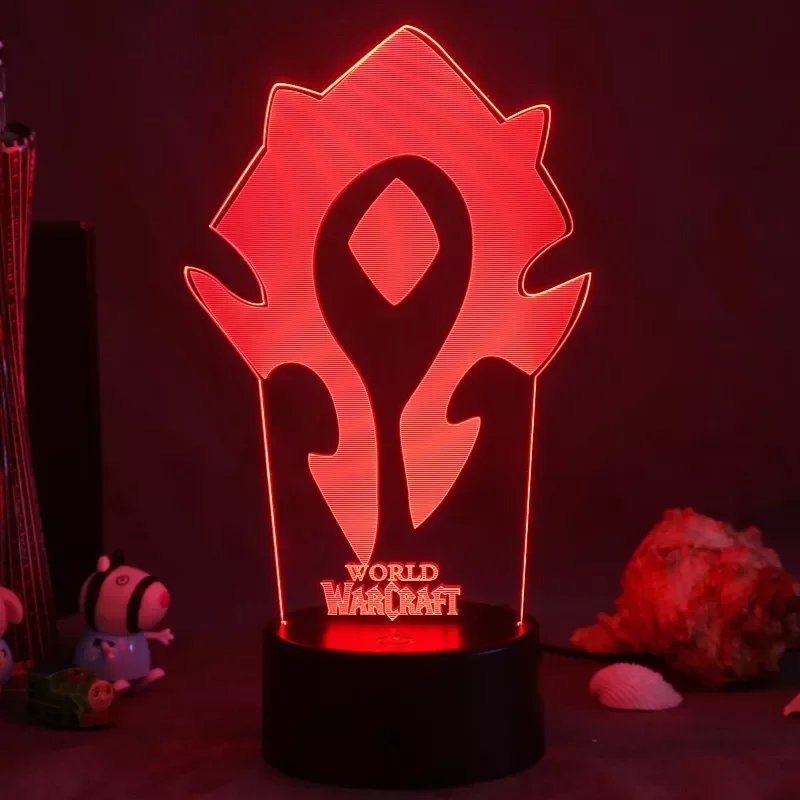 World of Warcraft Night Light Creative 3D Illusion Acrylic Table Desk Base LED Table Lamp Desk Lamp Night