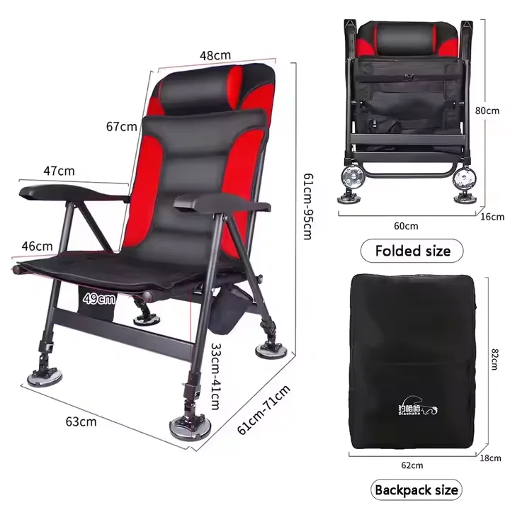 European-Style All Terrain Multifunctional Fishing Chair Foldable Portable Thickened Reclining Platform for Outdoor Use
