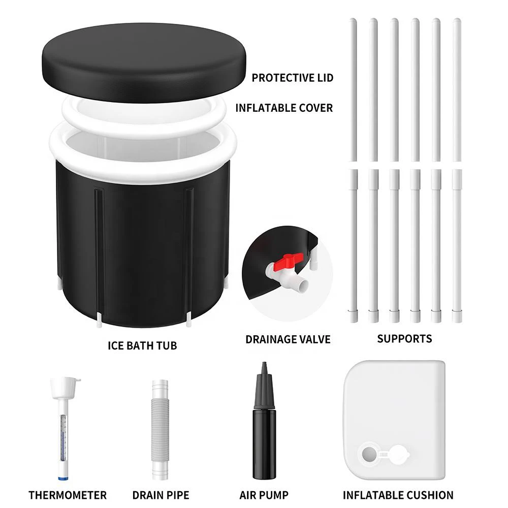 90x75cm xl Large Capacity PVC Plastic Ice-Bath-Tub Sports Portable Ice Bath Chiller Tub For Athletes Round Inflatable Ice Bath