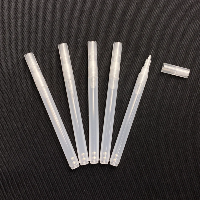 Empty Fillable Blank Paint Pen markers Round Tilted Flat Head Clear.