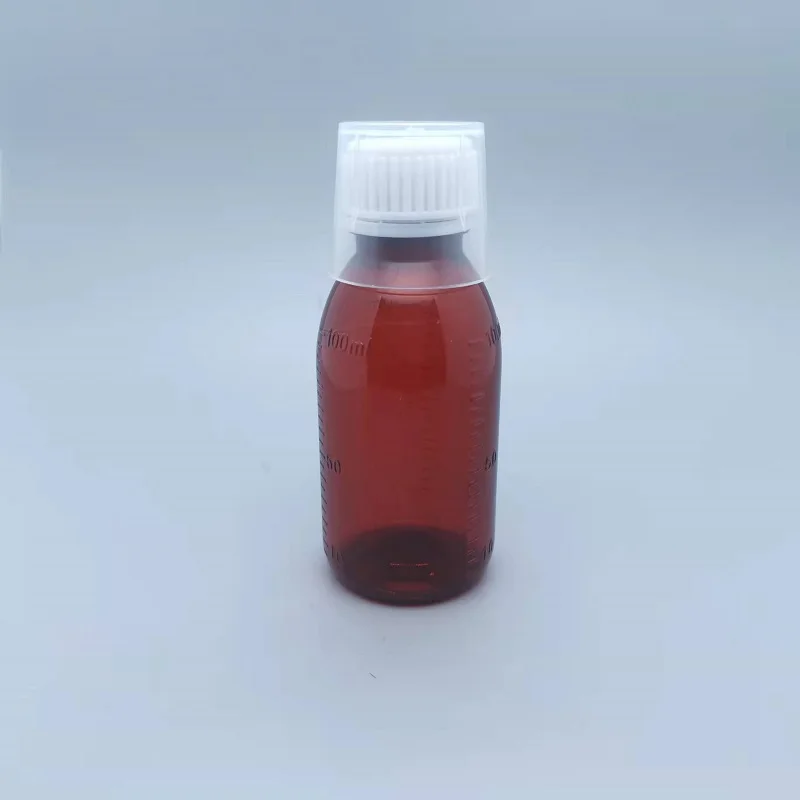Флаконы с сиропом от кашля флакон для лекарств пробкой янтарного цвета оптовая продажа пустые пластиковые коробки домашних животных трафаретная печать Boston Round SK