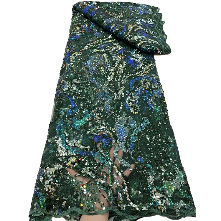 Lace Fabric Latest Nigerian Lace Best Quality Fabric Embroidery with Sequins for dresses