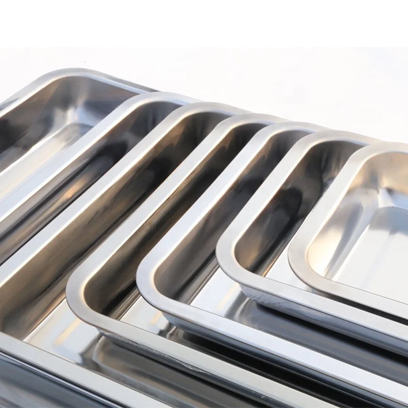 
BBQ stainless steel serving trays metal wholesales quare plate Hotel restaurant 