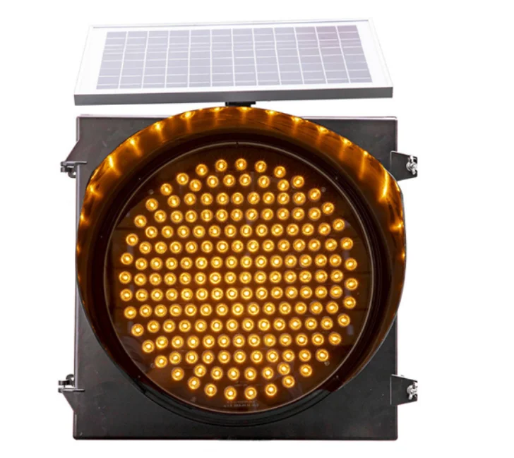 300mm Solar Yellow Flashing Led Traffic Warning Signal Light