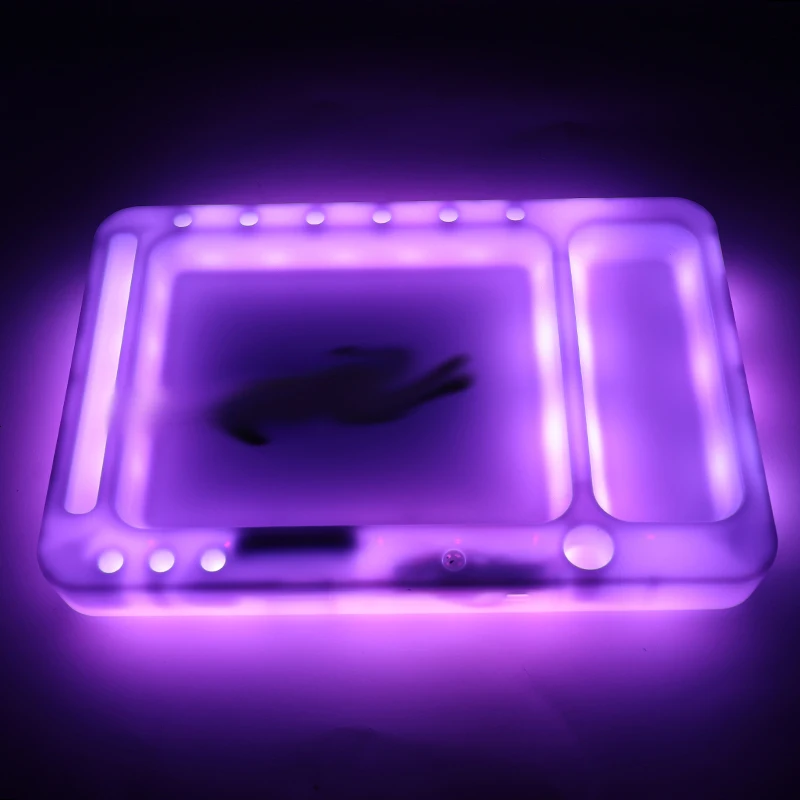 
Automatic Color Change Custom logo Led Light Up Smoking Rolling Tray Glowing in the Dark 