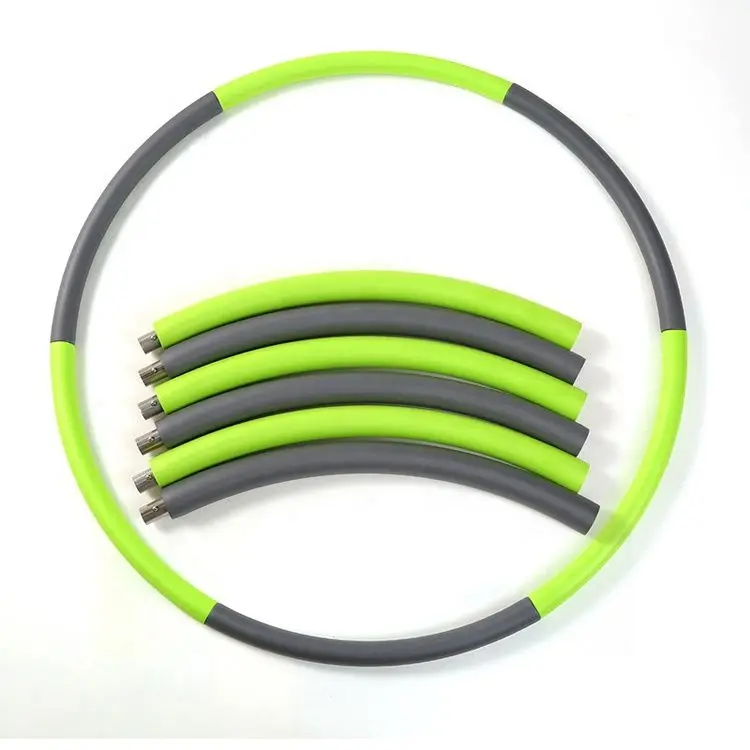  Six Section Steel Tube Training Flat Hula Weight Loss Fitness Hoop On