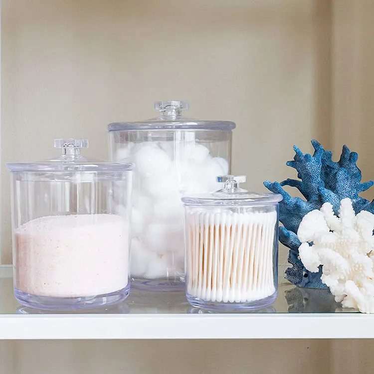 Multipurpose Jewelry & Cosmetic/Makeup Food Storage Organizer Acrylic Plastic Apothecary Candle Jars