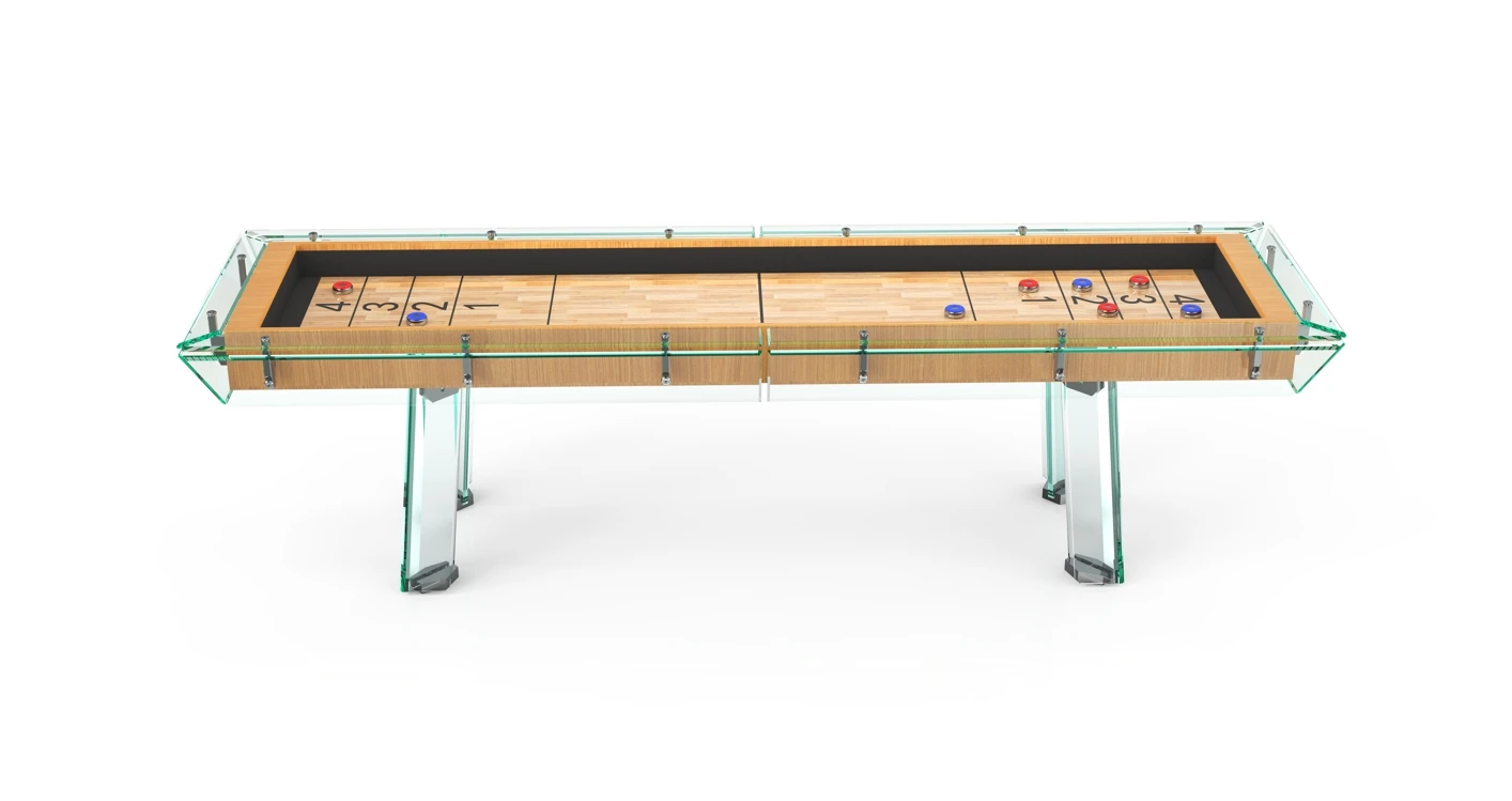 Billiard table factory year-end promotion standard 9feet crystal glass shuffleboard table and table bowling