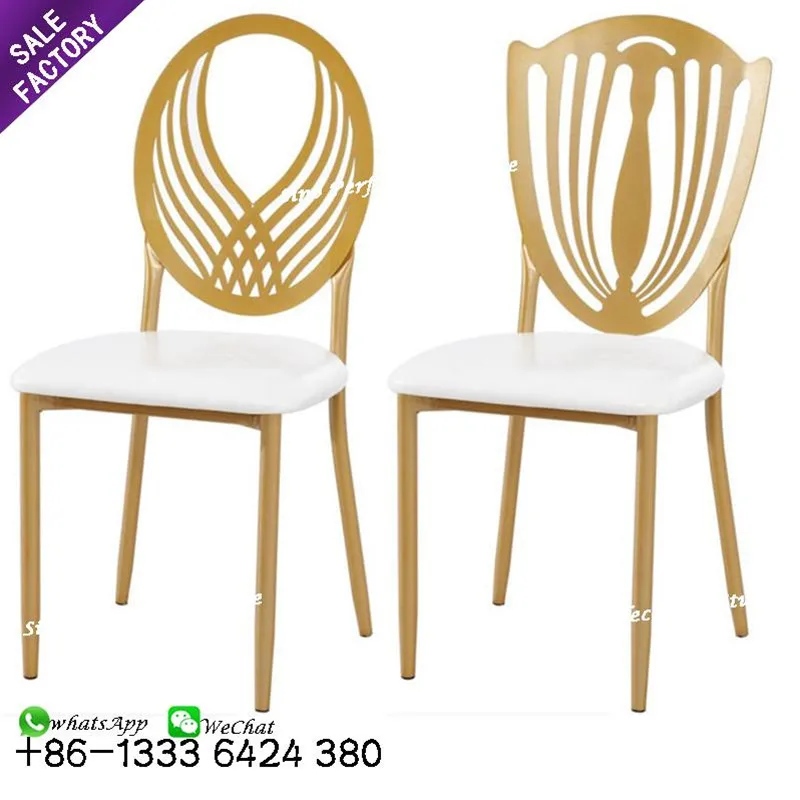 Wholesale Luxury Modern Stackable Gold Metal Solid Vineyard Crossback Chair Wedding Dining Event For Rental