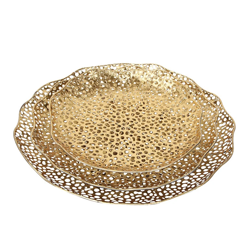 Home Decoration Pieces Modern Creative Iron Metal Gold Plated Round Wall Decoration