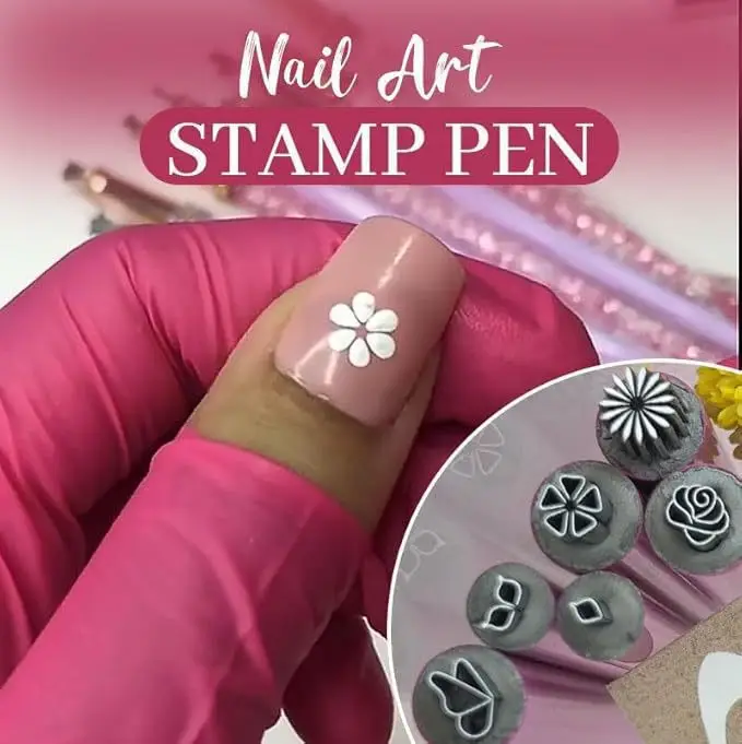 Hot Sale New Arrival 6 Pcs in 1 Set Double Headed Silicone Nail Template Seal Acrylic Diamond Nail Stamp Art Pen Flower Tool Set