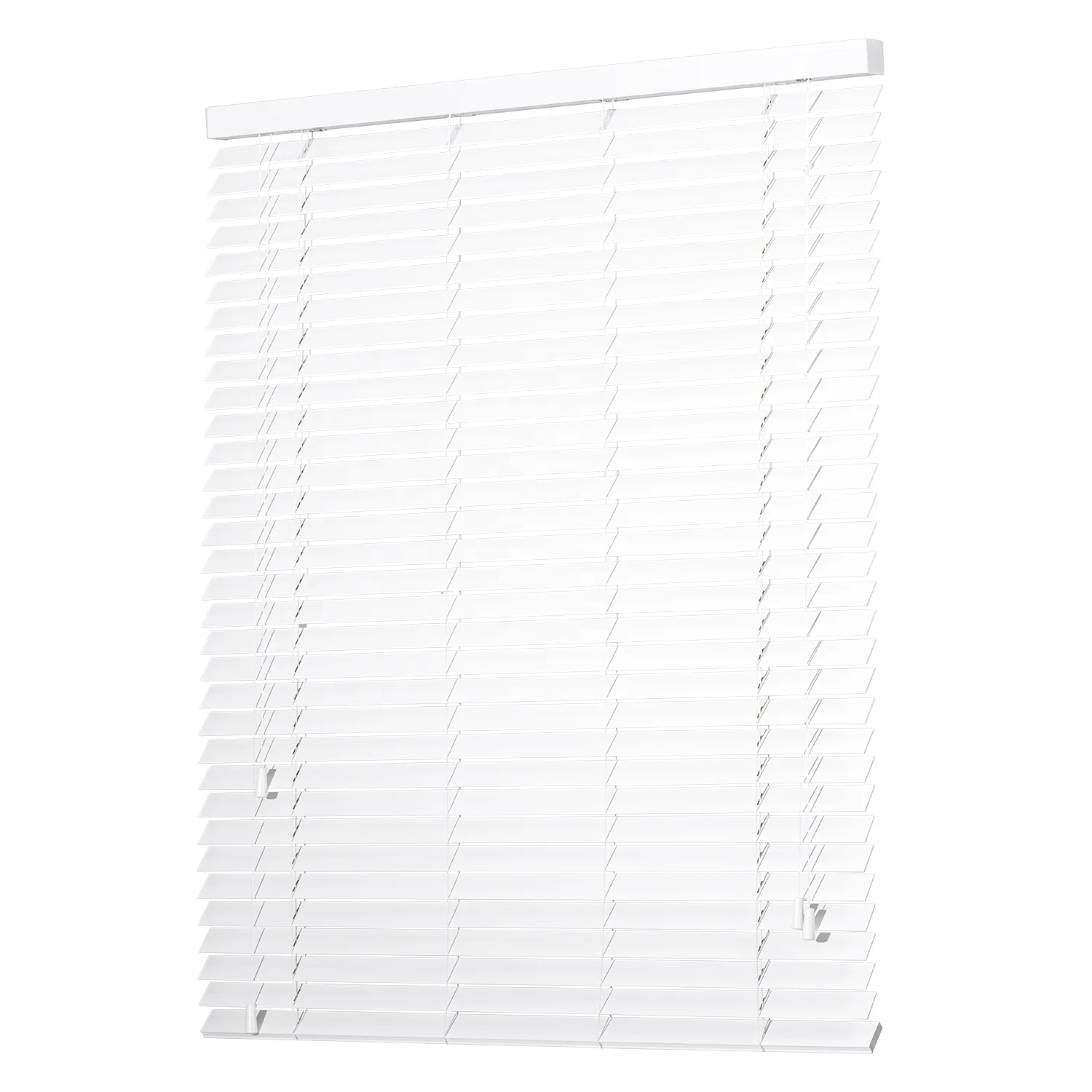 High quality 89mm Fauxwood Pvc Venetian Blinds Manual System With Ladder String Wand Control Custom Size