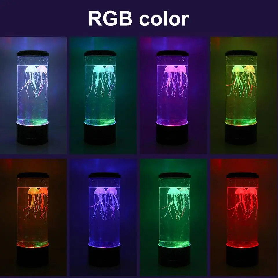Custom Most Popular Jellyfish 7 Colors Changing Electric Round Jelly Fish Aquarium Lava Lamp Usb Charging Night Light Bedroom